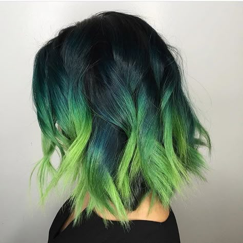 Pulp Riot Hair Color on Instagram: “@alexisbutterflyloft is the artist... Pulp Riot is the paint. Cut live on stage last night at Butterfly Circus.” Green Hair Dye, Pulp Riot Hair Color, Short Ombre Hair, Pulp Riot Hair, Green Wig, Pulp Riot, Ombre Hair Color, Scene Hair, Hair Dye Colors