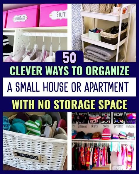 Storage Ideas For Apartments With No Closets, Clever Small Space Storage, How To Organize A Small Home, Optimize Bedroom Space, Storage Ideas For Houses With No Storage, Townhouse Organization Small Spaces, Diy For Small Spaces, Small Space Feng Shui, Organizing Tiny House