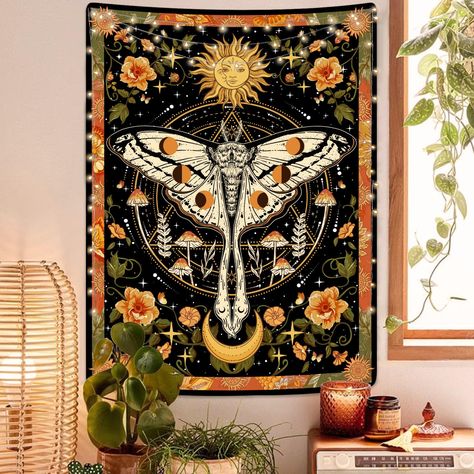 PRICES MAY VARY. 🎄【Decorative】: High-definition printing technology keeps colors bright and colorfast. Boho moth and floral plants decorate the room, Whether used as a wall hanging or as a focal point, it infuses the space with a burst of color and life. Elevate your space with our retro moth tapestry featuring intricate, vintage-inspired artwork. he striking moth design adds a touch of nostalgia and sophistication to your home decor. 🎄【Material】: 100%Polyester, high quality, thick and soft.HD Tapestries Aesthetic, Bedroom Indie, Moth Tapestry, Orange Moth, Mushroom Tapestry, Small Tapestry, Flower Tapestry, Diamond Picture, Bedroom Wall Hangings