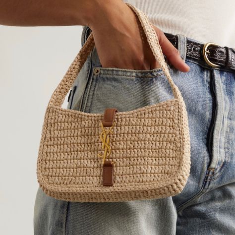 The Perfect Summer / Holiday Bag. Comes With Dust Bag, And Saint Laurent Gift Box. Natural Raffia With Tan Leather And Gold Hardware. 9” X6” X3” Raffia Bag, Pretty Bags, Crochet Bag Pattern, Crochet Bags, Saint Laurent Bag, Cute Bags, Womens Purses, Leather Clutch, Bag Pattern