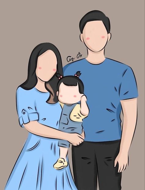 Family Sketch, Couple With Baby, Mom Dad Baby, Custom Portrait Illustration, Cute Couple Comics, Family Drawing, Baby Frame, Baby Drawing