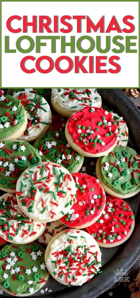 Christmas Lofthouse Cookies, a popular grocery store and bakery cookie confection in a homemade version, proving that homemade is always better! #christmas #holiday #baking #cookies #frosting #sprinkles #lofthouse Lofthouse Cookie Recipe, Christmas Cookies Recipe, Butter Shortbread Cookies, Lofthouse Cookies, Basic Cookies, Star Cookies, Christmas Tea, Chocolate Coconut, Tea Cakes