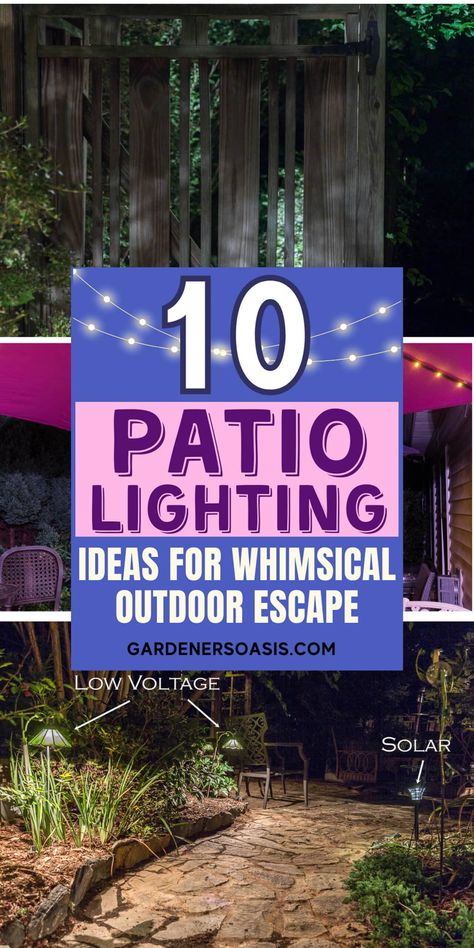 Patio Lighting Ideas: 10 Beautiful Ways To Light Your Backyard | Gardening Landscaping Lights, Patio Lighting Ideas, Backyard Lighting Ideas, Lighting Your Garden, Budget Landscaping, Paper Lantern Lights, Solar Landscape Lighting, Solar Landscape, Landscape Lights