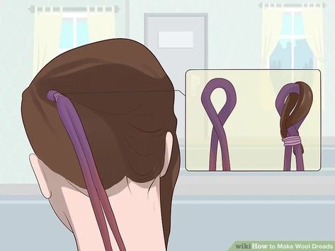 Simple Ways to Make Wool Dreads - wikiHow Wool Dreads Hairstyles, Dread Wraps, Double Ended Dreads, Wool Dreads, Dreadlock Extensions, Wool Roving, Dread Hairstyles, Hair Wraps, Boiling Water