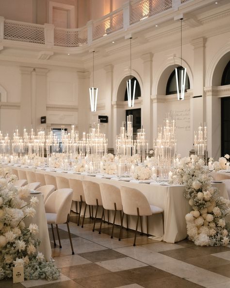 Still swooning over Bella & Steven’s reception at Post ✨ Runway Seating Wedding, Wedding Ceremony Aisle Flowers, Heaven Wedding, White Engagement Party, Seating Wedding, Candle Designs, Event Business, Dream Wedding Decorations, Luxury Wedding Decor