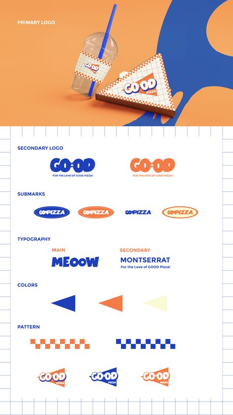 Playful Typography, Bold Branding, Pizza Place, Bold Typography, Orange Recipes, Blue Color Schemes, Graphic Design Fun, Good Pizza, A Pizza