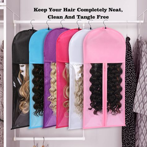 Wigs Storage Ideas, Hair Extension Storage, Wig Storage, Hair Product Storage, Hair Salon Tools, Buy Wigs, Salon Suites Decor, Bags Storage, Closet Layout