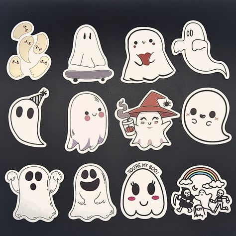 Each sticker pack has 5 vinyl stickers hand selected from the cute ghost collection with 50 fun designs. Sure to transform the ordinary into the extraordinary with these charming ghostly companions.  Add a dash of whimsy to your world with our cool one piece vinyl stickers, perfect for decorating laptops, water bottles, and notebooks. Let your creativity shine wherever you go! Each sticker pack of 5 stickers is made with high quality, durable, reusable ghostly stickers. 🚫Randomly Selected Stickers - No duplicates EVER🚫 Your stickers are 🌟Approximately 2 inches long   🌟Made of high-quality vinyl 🌟Waterproof 🌟Super easy to remove 📃How to Order📃 Choose the quantity you would like, We will go to work to randomly pick your stickers. 📦Processing Time📦 1-3 days 📨📨DOMESTIC SHIPPING IS Aesthetic Laptop Decor, Ghost Stickers Printable, Halloween Stickers Cute, Fun Stickers Design, Halloween Easy Drawings, Cute Stickers To Print, Ghosts Stickers, Cute Ghost Stickers, Ghost Collection