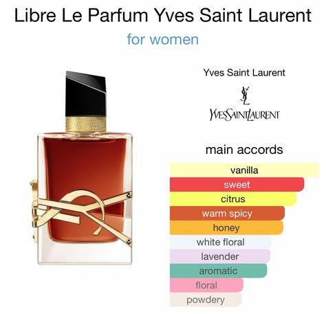 Yves Saint Laurent Libre Le Parfum, Ysl Libre Le Parfum, Perfume Accords, Yves Saint Laurent Perfume, Ysl Libre, Ysl Perfume, Lavender And Orange, Saint Laurent Perfume, Fragrance Lab