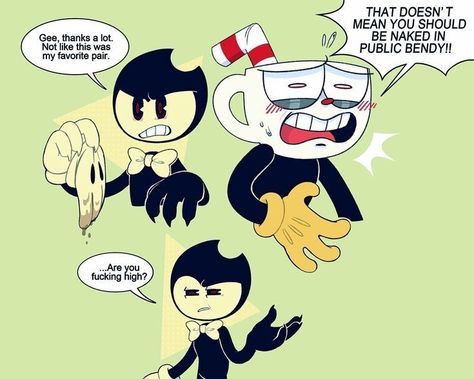 Cuphead And Bendy, Cuphead X Bendy, Bendystraw Ship, Cartoon Network Fanart, Bendy Y Boris, Old Cartoon Characters, Cup Head, Undertale Comic Funny, Graffiti Doodles