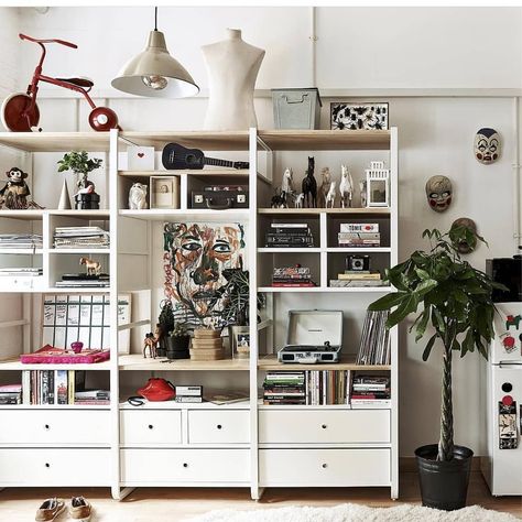 Ikea Inspo on Instagram: “Open storage system ELVARLI, pic from @ikeafamilymag #elvarli #ikeaelvarli #elvarlisystem #ikea #storagesolutions #storage #openstorage…” Elvarli Ikea Ideas, Room Divider Ikea, Ikea Closet Shelves, Ikea Closet Storage, Elvarli Ikea, Ikea Closet Doors, Ikea Elvarli, Ikea Inspo, Ikea Closet System