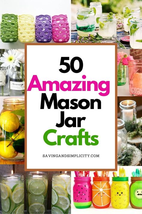 25 Amazing mason jar crafts. Including spring jar crafts, mason jar wedding ideas, beginner jar crafts and so much more. Tons of easy mason jar crafts, rustic DIY mason jar ideas, mason jar centerpieces and jar vases, mason jar dessert recipes and mason jar kids activities. Mason jars are for more than just canning and food storage they are great for crafts and DIY projects. Decorated Jars Ideas, Jar Dessert Recipes, Spring Mason Jar Crafts, Mason Jar Candles Wedding, Mason Jar Citronella Candles, Diy Mason Jar Ideas, Easy Mason Jar Crafts Diy, Mason Jar Ideas, Easy Mason Jar Crafts