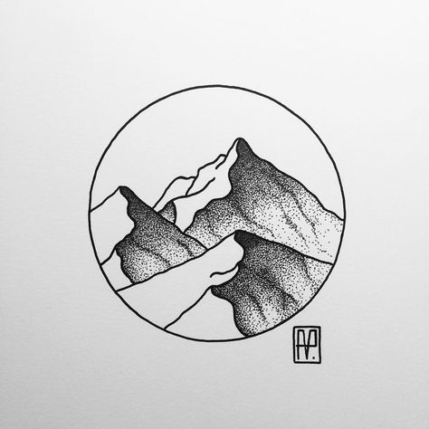 Mountain Line Tattoo, Berg Tattoo, Stylo Art, Kunst Tattoos, Stippling Art, Mountain Drawing, Line Tattoo, White Drawing, Mountain Tattoo