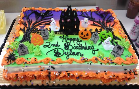 Halloween Sheet Cakes, Halloween Sheet Cake, Quote Cake, Monster Smash Cakes, Birthday Sheet Cake, Pasteles Halloween, Halloween Deserts, Red Birthday Cakes, Halloween Themed Birthday Party