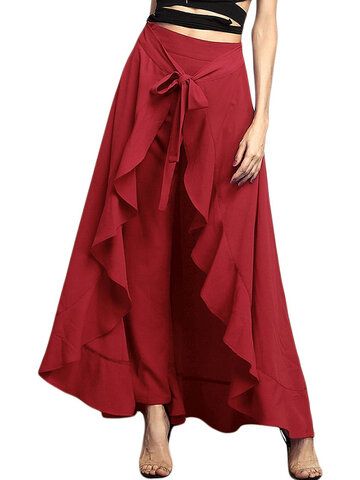 I found this amazing Elegant Flouncing Bow Knot Drawstring Fake Two-Piece Pants with US$49.42,and 14 days return or refund guarantee protect to us. --Newchic Lace Up Trousers, Hakama Pants, Work Pants Women, Slacks For Women, Overlay Skirt, Pants Skirt, Party Dress Long Sleeve, Belted Pants, Half Sleeve Dresses