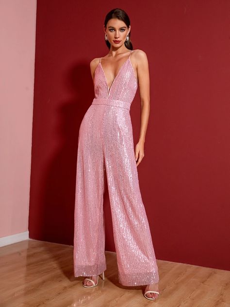 Prom Jumpsuit, Fashion Jumpsuits, Slim Jumpsuit, Sequin Jumpsuit, Sleeveless Outfit, Fitted Jumpsuit, Jumpsuit Elegant, Pink Jumpsuit, Jumpsuit Party