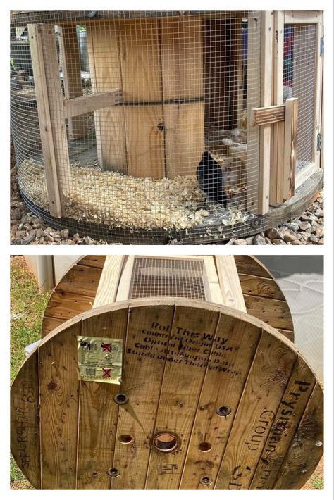 Wire Spool Chicken Coop, Silo Chicken Coop Ideas, Simple Small Chicken Coop, Chicken Coops For Small Yards, Chicken Coops Small, Bantam Chicken Coop Ideas, Home Made Chicken Coop Ideas, Upcycled Chicken Coop Ideas, Spool Chicken Coop