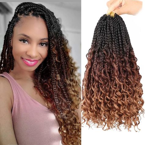 PRICES MAY VARY. 1.Goddess Braids Crochet Hair Material:Features: 100% Handmade Crochet Braids.Natural Looking, Box Braid Crochet hair Curly Ends is Every Beautiful.Usually 6-9 Packs Can Full A Head. 2.Crochet Braids With Curly Ends:9 Packs Goddess Box Braids Crochet Hair,Length:12Inch,Color:Black.Box Braid Crochet Hair Made with High Quality Flame-Retardant Low Temperature Synthetic Fiber. 3.Crochet Braids Style:Pre Looped Crochet Braids Crochet Hair, Easy to Wear;End: Box Braid Crochet Hair Pr Bohemian Box Braids, Boho Box Braids, Hair Extensions For Black Women, Extensions For Black Women, Braids Natural, Box Braids Crochet, Synthetic Braiding Hair, Braiding Hair Extensions, Crochet Braid Styles