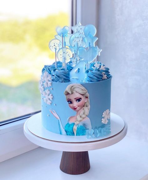 Elsa Themed Birthday Cake, Frozen Cake Design Birthdays, Frozen Cakes For Girls Birthday, Simple Frozen Birthday Cake, Simple Frozen Theme Cake, Elsa Cake Design, Elsa Theme Cake, Princess Elsa Cake, Frozen Cake Ideas