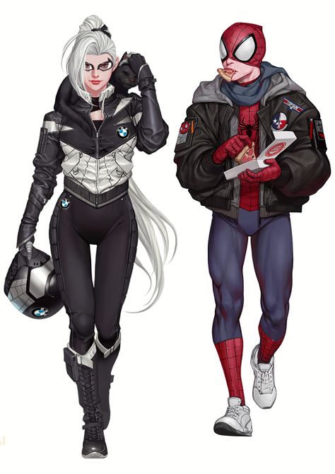 Night Spider, Inhyuk Lee, Spiderman Black Cat, Felicia Hardy, Spiderman Suits, Black Cat Marvel, Avengers Art, Marvel Superhero Posters, Spiderman Artwork