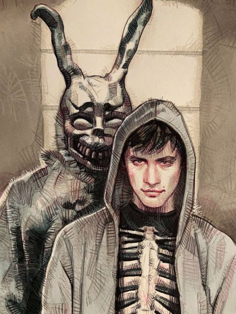 Donnie Darko Rabbit, Klimt Paintings, Donnie Darko, Horror Movie Art, Jake Gyllenhaal, Arte Sketchbook, Arte Horror, Great Movies, Movie Art