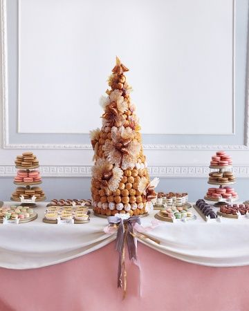 gay-wedding-planning-croquembouche-wedding-cake-macarons