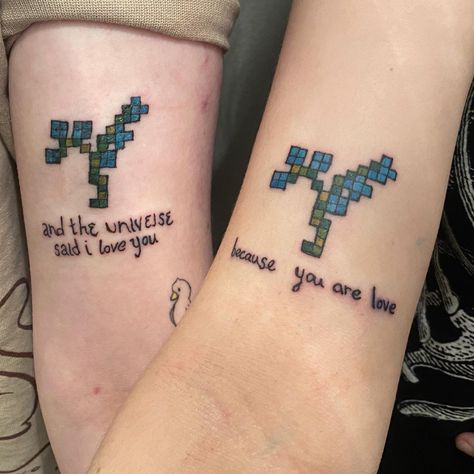 Minecraft End Credits Tattoo, Simple Minecraft Tattoo, Minecraft Tatoos Ideas, Matching Minecraft Tattoos, Minecraft Poem Tattoo, Minecraft Flower Tattoo, Minecraft End Poem Tattoo, Despite Everything Its Still You Tattoo, Homestuck Tattoo