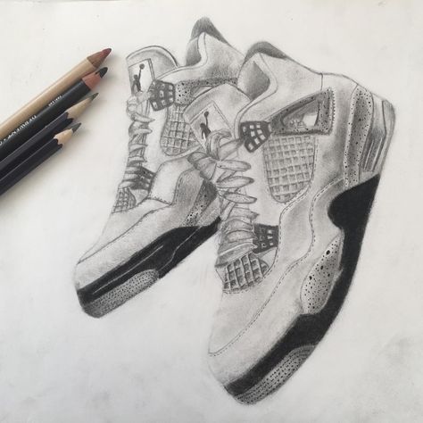 I drew this a week ago and i think it looks amazing Jordan 4 Sketch, Jordan 4 Drawing, Jordan Sketch, Shoe Sketch, Retro 4s, Shoe Sketches, Jordan 4s, Jordan Retro, Golden Goose Sneaker