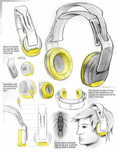 Headphones Product Design Sketch, Headphones Design Sketch, Industrial Design Headphones, Headphone Design Sketch, Speaker Design Sketch, Headphone Drawing, Headphones Sketch, Headphone Sketch, Headphones Drawing