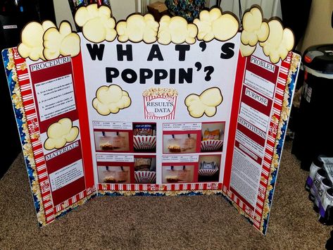 Our 4th grade science fair project Popcorn Science Project, Popcorn Science Fair Project, 4th Grade Science Projects, Science Project Ideas, 5th Grade Science Projects, Kids Science Fair Projects, Science Fair Board, Science Fair Experiments, Science Fair Projects Boards