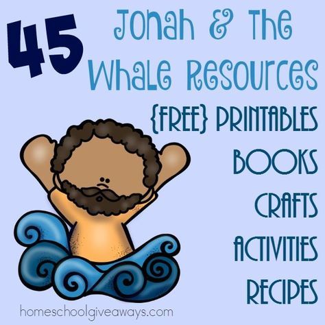 If you're studying Jonah and the Whale, be sure to catch these great resources! From printables to books to recipes and MORE! :: www.homeschoolgiveaways.com Jonah Bulletin Board, Preschool Jonah And The Whale Craft, Jonah And The Whale Preschool, Jonah And The Whale Lesson, Jonah And The Whale Activities, Jonah Bible Story, Jonah Vbs, Jonah Bible Study, Jonah And The Whale Craft