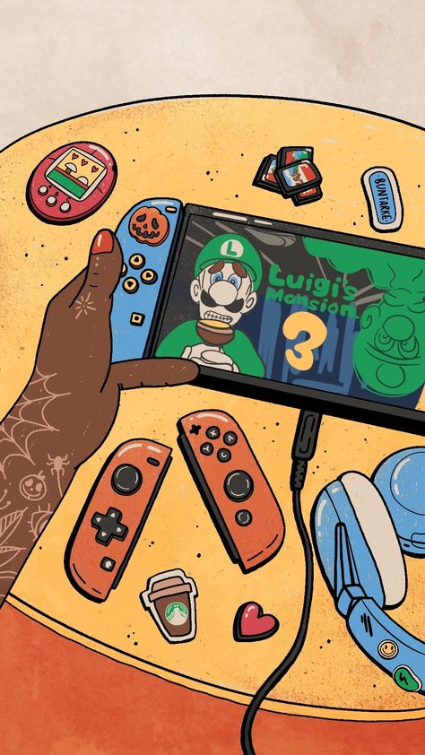 Nintendo Switch, Halloween art, digital illustration, #cozygame, #cozyart. Pop Art. #procreate #buntarke #illustration #nintendoswitch Switch Illustration, Nintendo Switch Art, Cozy Art, Art Procreate, Geek Art, Simple Illustration, Digital Illustrations, Editorial Illustration, Halloween Art