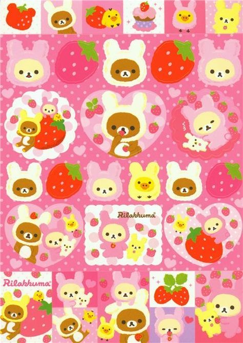 San-x Wallpaper, Rilakkuma Wallpaper, Hello Kitty Art, Cute Wallpaper For Phone, Kawaii Stickers, Kawaii Wallpaper, Cute Backgrounds, Rilakkuma, Cute Images