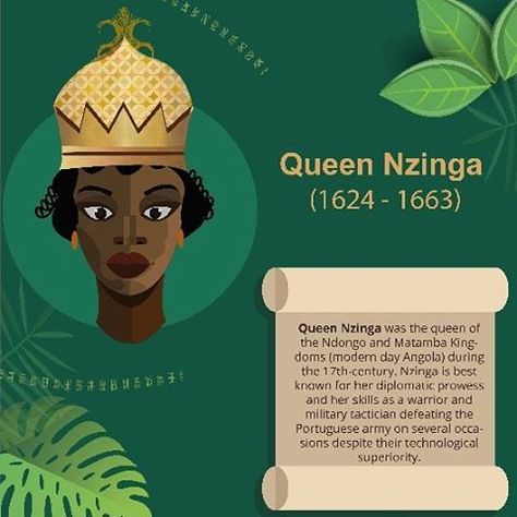 Queen Nzinga, the first of our kickass africa history infographics. You wanna find out more about Queen Nzinga then visit our blog. Link in the description. #africa #africanhistory #royalafrica #royalty #anjola #blackhistorymonth #design #infographic #blackwoman #africanwomen #inspiration #african #illustration #beautiful #queen Queen Nzinga, African Illustration, Queen Picture, Africa History, Banner Inspiration, African American History Facts, African Ancestry, Black Royalty, African Royalty