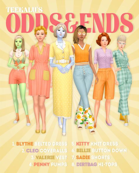 odds & ends Knitted Dress Outfit, Female Sims, Sims 4 Decades Challenge, Sims 4 Mm Cc, Free Sims, Sims 4 Cc Folder, Retro Collection, Sims 4 Mm, Sims4 Clothes