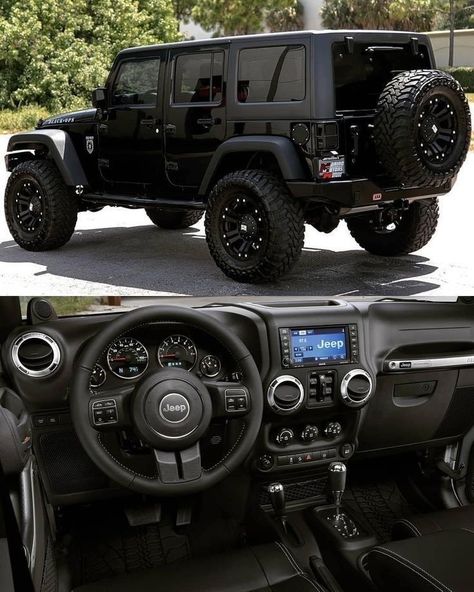 Black Jeep Rubicon, Cool Jeeps Wrangler, Black Jeep Wrangler Unlimited, Cars Inside, Black Jeep Wrangler, Jeep Things, مرسيدس بنز, Match Collection, Black Jeep