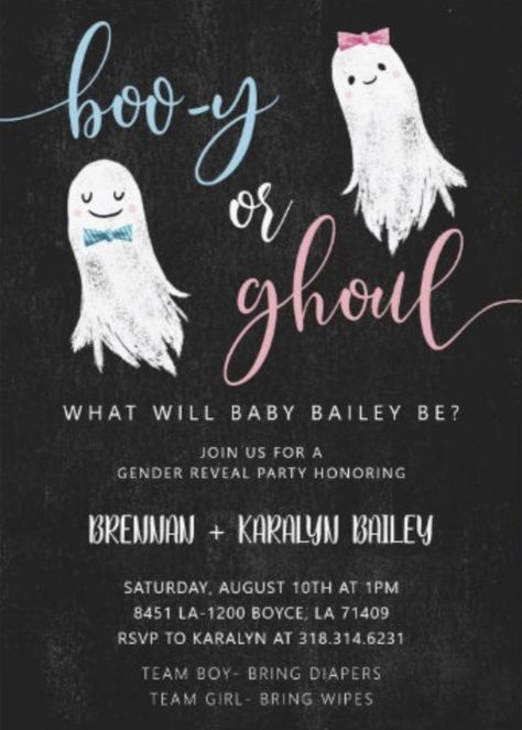 Booy Or Ghoul, Baby #5, Baby Gender Reveal, Baby Gender, Reveal Parties, Gender Reveal Party, Baby Halloween, Gender Reveal, Baby Shower