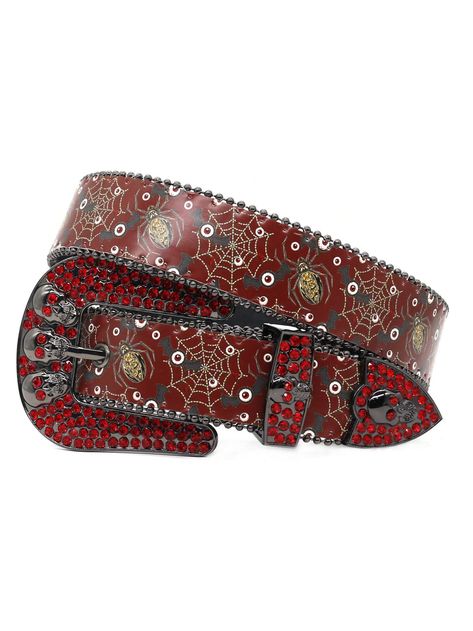 Red Spider Printed Rhinestone Belt, Unisex Punk Style Skull Buckle Y2K BeltI discovered amazing products on SHEIN.com, come check them out! Bb Belt Y2k, Bb Belt, Belt Y2k, Y2k Belt, Red Spider, Red Studs, Rhinestone Belt, Red Belt, Punk Style