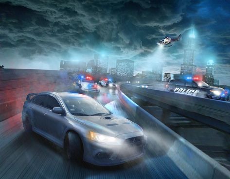 ArtStation - Police Chase, Peter Varga Police Car Chase, Need For Speed Cars, Police Car Lights, Police Chase, Car Chase, Horror Movies Scariest, Comic Book Layout, Chibi Wallpaper, Chasing Cars