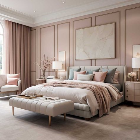 Small Glam Bedroom, Small Glam Bedroom Ideas, Adult Pink Bedroom, Glam Bedroom Ideas, Pink Apartment, Apartment Color Schemes, Pastel Bedroom, Girls Room Design, Sophisticated Bedroom