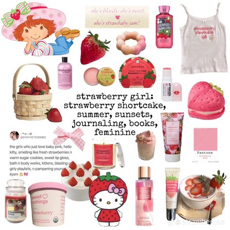 Strawberry Shortcake Aesthetic, Shortcake Aesthetic, Canned Strawberries, Strawberry Girl, Not Aesthetic, Bath N Body Works, Strawberry Decorations, Sweet Lips, Strawberry Patch