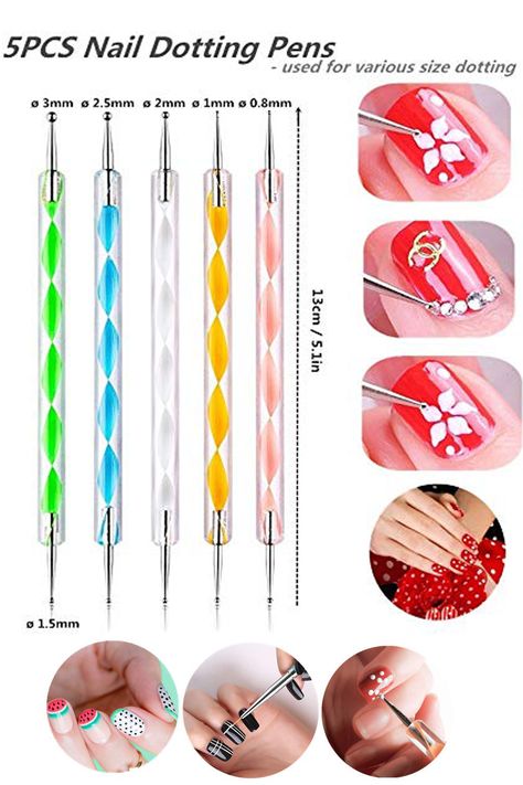 nail dotting tool Dotting Tool Nail Art, Light Nail Polish, Nail Dotting Tool, Painting Brushes, Nail Painting, Bracelets Easy, Manicure Colors, Dot Nail Art, Nail Drills