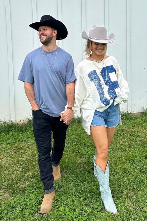 Get inspired by these cute Western outfits for men and women! The key of these cool looks? Premonition Goods’ hats. I'm rocking the Dried Lavender Porter, while Cameron is styling the Onyx! Perfect for everything from everyday wear to music festivals or country concerts, get ready to make a statement as a couple. Hunter Premo. Couple Outfits: Western Style Men Nashville Outfits Summer, Outfits Western Style, Western Outfits For Men, Nashville Outfits Summer, Cute Western Outfits, Hunter Premo, Nashville Outfit, Casual Weekend Outfit, Nashville Style