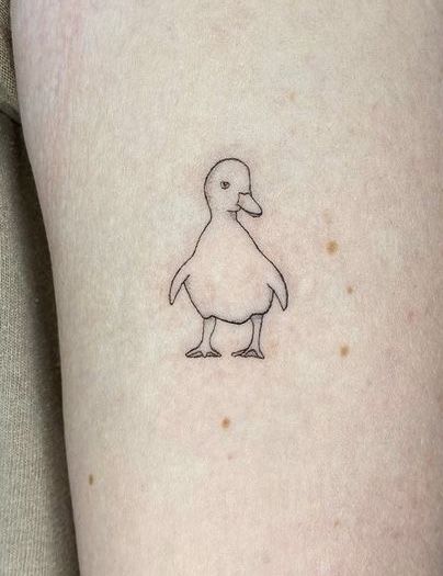 Duck Memorial Tattoo, Fineline Duck Tattoo, Cool Duck Tattoo, Duck Line Tattoo, Ducks In A Row Tattoo, Ugly Duckling Tattoo, Baby Duck Tattoo, Simple Duck Tattoo, Little Duck Tattoo