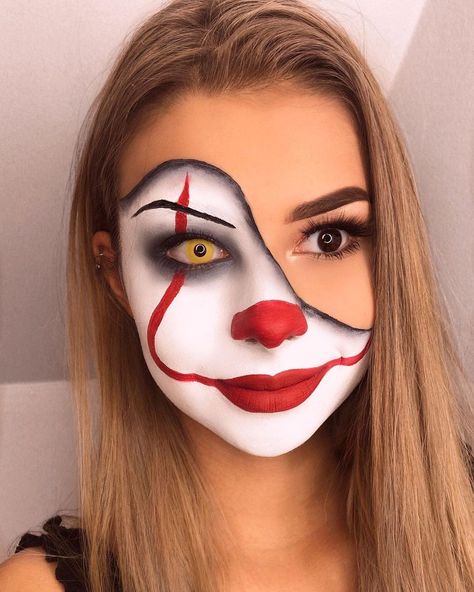 Hallowen Schminke, Easy Halloween Face Painting, Easy Halloween Makeup Ideas, Maquillage Halloween Simple, Easy Halloween Makeup, Halloween Makeup Clown, Halloweenský Makeup, Holloween Makeup, Creepy Halloween Makeup