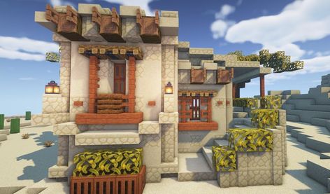 Minecraft Desert Library, Desert Stables Minecraft, Desert Minecraft Ideas, Dessert Village Minecraft, Minecraft Desert House, Minecraft Oasis, Minecraft Temple, Minecraft Desert, Desert Village