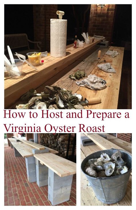 How to Host and Prepare an Oyster Roast Oyster Table Diy, Oyster Roast Party Ideas Food, Oyster Roast Party, Oyster Table, Dock Party, Roast Ideas, Hosting Party, Autumn Farm, Cookout Party