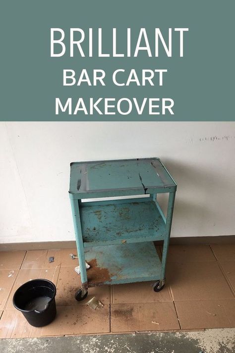 This is so cool! Metal Cart Makeover, Kitchen Cart Makeover, Furniture Remake, Refurbishing Furniture, Kitchen Carts, Diy Bar Cart, Metal Cart, Repurposing Ideas, Upcycled Projects