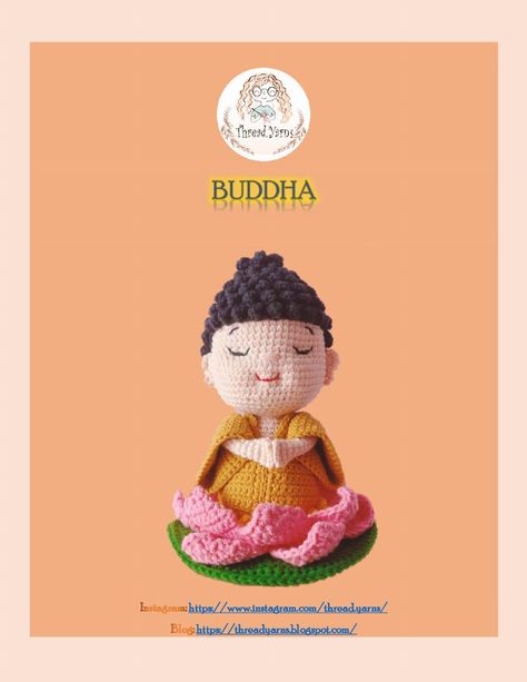 Buddha sitting on lotus Crochet Buddha Amigurumi Free Pattern, Crochet Buddha Pattern, Buddha Sitting On Lotus, Crochet Buddha, Keychain Crochet Pattern, Crochet Toys Free, Keychain Crochet, Crochet Disney, Mini Crochet