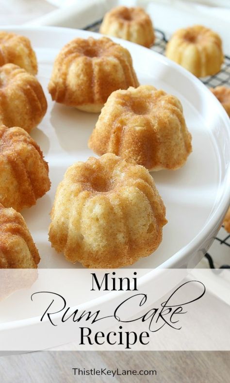 Rum Cake Mini Bundt, Mini Bundt Rum Cake Recipes, Mini Rum Bundt Cakes Recipe, Mini Fluted Cakes, Rum Cake Cupcakes, Mini Rum Cakes Bundt Pans, Mini Rum Bundt Cakes, Mini Rum Cakes, Mini Bunt Cake